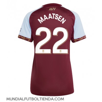 Camiseta Aston Villa Ian Maatsen #22 Primera Equipación Replica 2025-26 para mujer mangas cortas Camiseta Aston Villa Ian Maatsen #22 Primera Equipación Replica 2025-26 para mujer mangas cortas